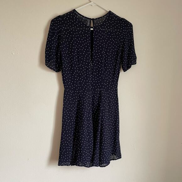 Reformation Gracie Navy Blue Polka Dot Mini Dress SIZE 4 EUC Retro Classic - Picture 11 of 14